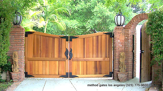 wooden gate with antique hardware